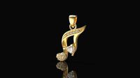 Model 294 Treble Clef Diamond Pendant  | 3D