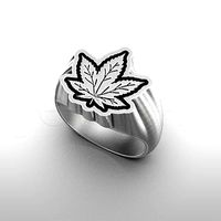 Men silver ring Weed Ring Marijuana ring Cannabis Ring | 3D