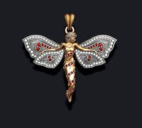 Butterfly girl pendant with gems | 3D