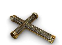 Cruz  cross gold diamond | 3D