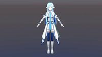 Cute Pretty Asuna Cosplay rigged Animated Gameready