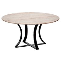 Damen 60 White Travertine Marble Top Dining Table