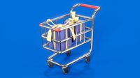 Shopping cart with giftbox