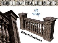 Granite fence with balusters and columns