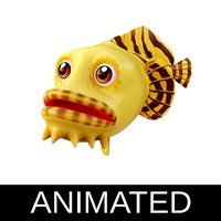 Oyster Toad Fish Cartoon Style Animated