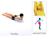 Half Locust Yoga Exercise Woman Animation