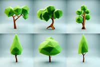 Tree set Low-poly 3D model