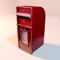 Post Box - Low Poly British Royal Mail Red letterbox-mailbox