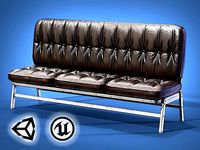 Waiting room leather sofa - 3D VR  AR  game ready