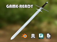 medieval lowpoly great sword - zweihander -PBR