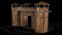 AAA Wooden Enterable Medieval Primal Wall Gate 01 R