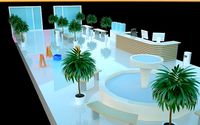Low-poly isometric Lobby of a shopping mall