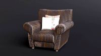 Old Fabric Armchair with Pillows