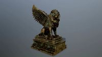 old gold lion statue