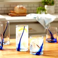 Libbey Blue Ribbon Impressions Tumbler and Rocks Glass Set