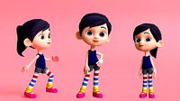 Sticky Cartoon Girl Charcater