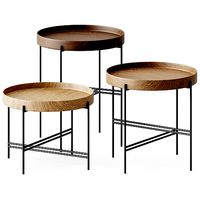 Wooden Round SideTables Tray by Potocco