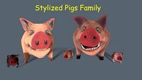 Stylizde Pigs Family