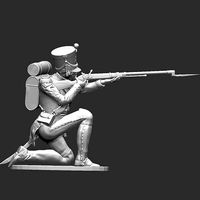 Napoleon Infantry Soldier in shooting position on his knees | 3D