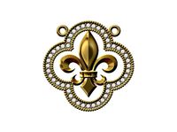 Quatrefoil heraldic lily ornament diamond pendant | 3D