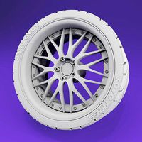 Rays Black Fleet style - 19-20in - rim and tire | 3D