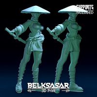 Ronin Girl Normal and Topless | 3D