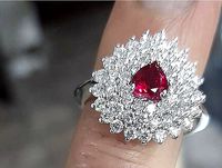 Women ring with gems Heart ruby anello rubino cuore An246 | 3D