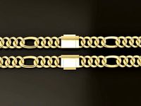 Figaro Cuban Chain Link Rounded Frame 10mm Width  | 3D