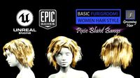 Pixie Blunt Bangs Groom Real-Time Hairstyle Unreal Engine 4