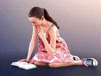 Mady 10117 - Young Girl Sitting On The Ground Reading