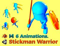 Stickman Warrior - Tiny - 6 Animations