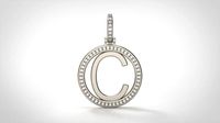 Model 472 Alphabets Necklace  The Letter C Circle Diamond | 3D