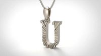 Model 437 Alphabets Necklace  The Letter U Necklace Wave | 3D
