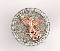 Saint michael diamond signet ring | 3D