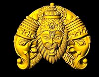 New South ganesh and lion pendant locket  | 3D