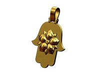 Oriental flower hand of fatima pendant with bail | 3D