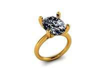 Big oval stone solitaire ring 321 | 3D