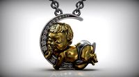 Baby Boy Child Diamond Newborn Pendant | 3D
