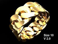 Chain ring - Miami Cuban ring - Link ring - Size 10 - V20 | 3D
