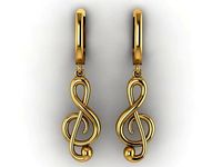 Woman Treble Clef Earring 3D Print Model | 3D