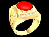 OVAL RUBY GOLD RING WITH DRAGON ONSIZE  1262 | 3D