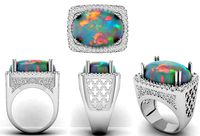 Cabochon Oval Stone Ring | 3D