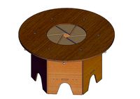 Wood Rotating  Dining Table Design-6 blade-diameter1450mmV1 | 3D