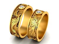 LUCKY ASIAN DRAGON AND PHONEIX WEDDING RING 1511 | 3D