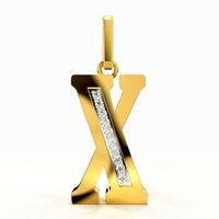X SCRIPT DIAMOND PENDANT | 3D