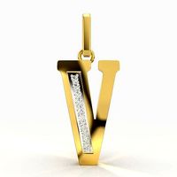 V SCRIPT DIAMOND PENDANT | 3D