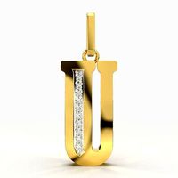 U SCRIPT DIAMOND PENDANT | 3D