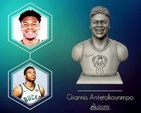 Giannis Antetokounmpo 3D portrait sculpture | 3D