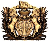 coat of arms with 2 horses and a knight | 3D