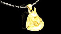 Anubis bust Egyptian symbol pendant jewelry gold necklace | 3D